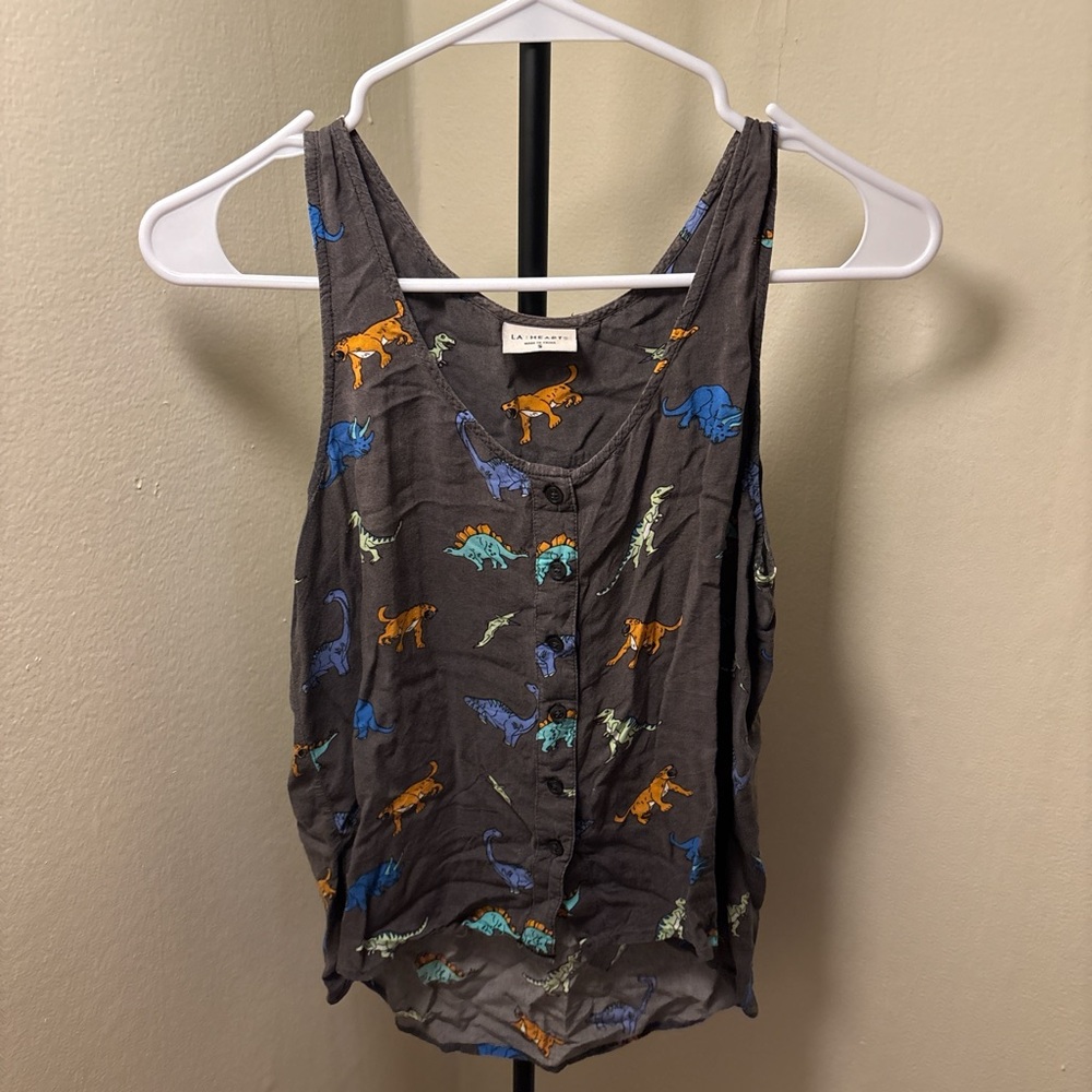 Gray Dinosaur Print Tank Top